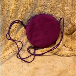 Trotting vintage maroon Circle suede shoulder bag with adjustible straps hippie
